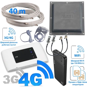 Комплект 3G/4G інтернет ZTE MF920U white антена mimo + кабель 40м + перехідники + павербанк 10000 mAh (TF-KIT-4G4387)