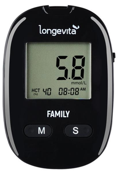 Глюкометр Longevita Family / Система вимірювання глюкози в крові + тест-смужки 50 шт.