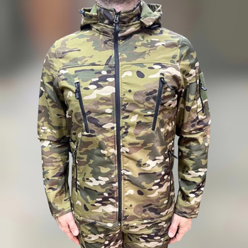 Куртка тактическая на флисе, Мультикам, размер XXL, подкладка - флис, демисезонная флисовая куртка для военных