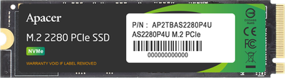 Твердотільний диск M.2 256GB Apacer AS2280P4U (PCIe 3.0 x4, 3D-NAND TLC, NVMe 1.3, 3500/1200MB/s) (AP256GAS2280P4U-1)