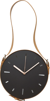 Настінний годинник Platinet with pu leather brown belt black (PZWBW)