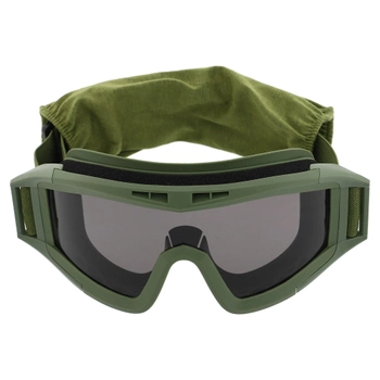 Очки защитные маска со сменными линзами и чехлом SPOSUNE JY-003-2 оливковый