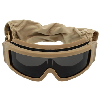 Очки защитные маска со сменными линзами и чехлом SPOSUNE JY-027-4 оправа-хаки цвет линз серый