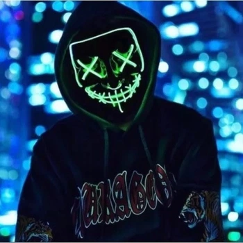 Неоновая маска Purge Mask Судная ночь ABC от батареек