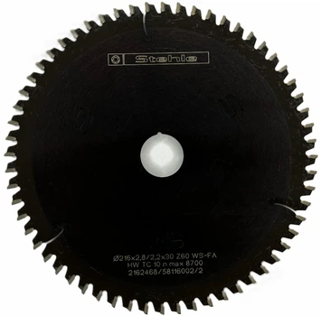Пильный диск Stehle HW для ручных машин по пластиках 216х2,8/2,2х30 Z=60 WS-FA (58116002)