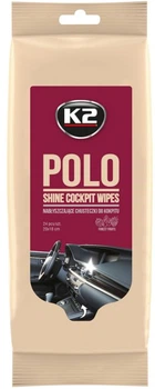 Серветки вологі K2 POLO SHINE для очищення панелі приладів та пластикових деталей 24 шт (5906534002198)