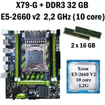 Материнская плата Taishuo X79-G LGA 2011 + процессор (б/у) Xeon E5-2660 V2 10 ядер 2,2G + RAM DDR3 32 GB (22266022)