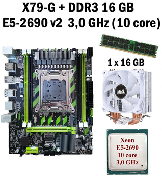 Материнская плата Taishuo X79-G LGA 2011 + процессор (б/у) Xeon E5-2690 V2 10 ядер 3,0G + RAM DDR3 16 GB + кулер (222690231)