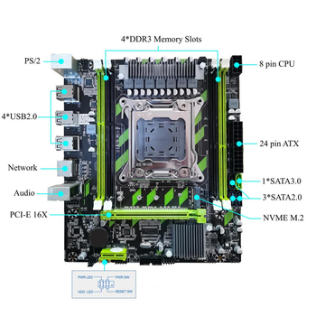 Материнская плата Taishuo X79-G LGA 2011 + процессор (б/у) Xeon E5-2690 V2 10 ядер 3,0G + RAM DDR3 32 GB + кулер (222690241)
