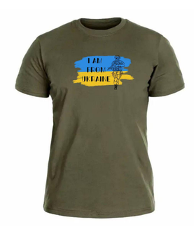Бавовняна футболка прямого крою ЗСУ з принтом I am from Ukraine олива 46