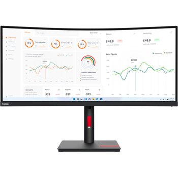 Монитор 34" Lenovo ThinkVision T34w-30 VA безрамочный/изогнутый экран Черный (63D4GAT1UA)