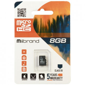 Карта памяти Mibrand 8GB mircroSD class 6 (MICDC6/8GB) (195820)
