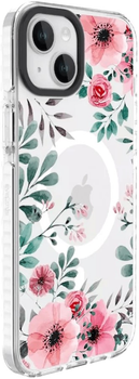 Панель Evelatus with MagSafe Customized Print для Apple iPhone 15 Plus Flower Transparent (4752192067168)