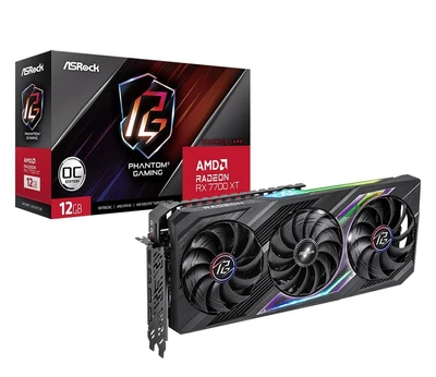 Видеокарта ASRock RX 7700 XT Phantom Gaming OC 12GB GDDR6 (RX7700XT PG 12GO) EU