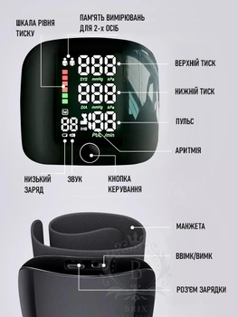 Тонометр автоматичний на зап'ястя A01 LED з голосовим супроводом на російській мові + захисний кейс для зберігання