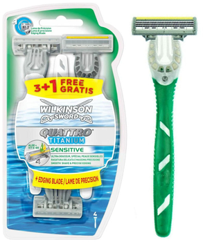 Станок для гоління Wilkinson Sword Quattro 4 Titanium Sensitive 4 шт (4027800707805)