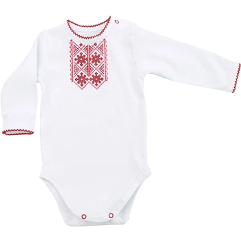 Боді вишиванка Ladan Зоря 68 Білий (BD12-202-RED-DR)