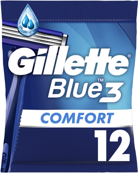 Одноразові станки для гоління (Бритви) чоловічі Gillette Blue3 Comfort 12 шт (8700216148092)
