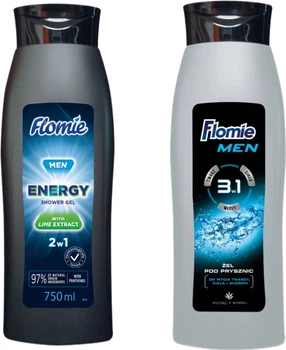 Набор мужских гелей для душа Flomie Men 3 в 1 750 мл + Energy Лайм 2 в 1 750 мл (2776669991161)