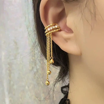 Бижутерия серьги-клипсы-каффы из медицинской стали K-pop 041-2 Gold 459