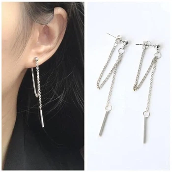 Біжутерія сережки-кліпси-кафи з медичної сталі Nail 3119 Silver 451