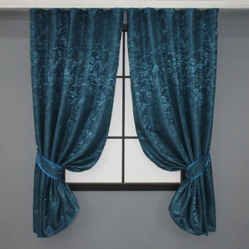Комплект коротких штор VR-Textil Лен мрамор Pavliani № 1365ш 130х170 см 2 шт Синий (35-0061)