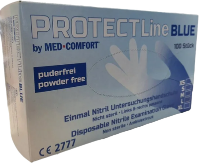Перчатки нитриловые неопудренные Ampri Protect Line Blue Размер L 100 шт Голубые (4044941725468)