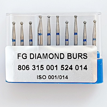Бор алмазний FG турбінний наконечник упаковка 10 шт UMG 1,4 мм КУЛЬКА 806.315.001.524.014