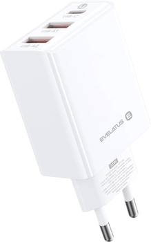 Зарядний пристрій Evelatus Travel Charger USB Type-C - USB-A ETC06 White (4752192062835)