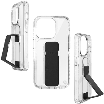 Etui plecki CLCKR Stand and Grip Case 54504 do Apple iPhone 15 Pro Transparent/Black (4251993301476)