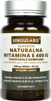 Вітамін E Singularis Superior Naturalna Tokoferole Kompleks 400IU 60 капсул (5903263262749)