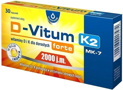 Kompleks witamin Oleofarm D-Vitum K2 Forte 2000IU 30 caps (5904960017472)