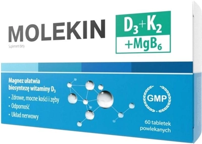 Kompleks witamin i minerałów NP Pharma Molekin D3 + K2 + MgB6 60 tabs (5906204018948)