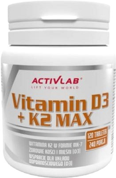 Kompleks witamin Unipro Vitamin D3 + K2 Max 120 tabs (5907368800523)