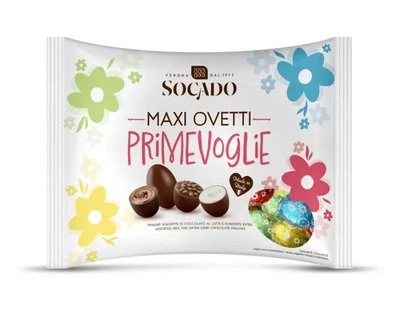 Шоколадні яйця асорті Сокадо Socado Primevoglie Maxi Ovetti 1000 г, Італія