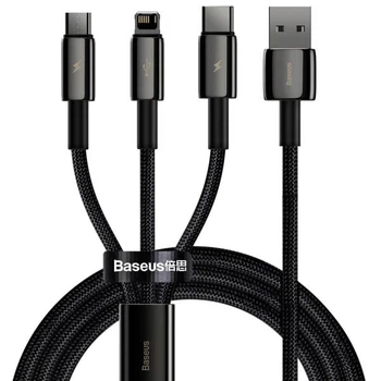 Кабель Baseus Tungsten Gold Fast Charging Data Cable 3-in-1 Cable USB to Lightning+Type-C+MicroUSB 3.5А 1.5м (CAMLTWJ-01) Black
