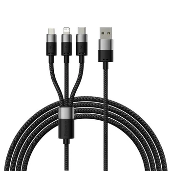 Кабель Baseus StarSpeed 3-in-1 Fast Charging Data Cable USB to Lightning+Type-C+MicroUSB 3.5А 1.2м (CAXS000001) Black