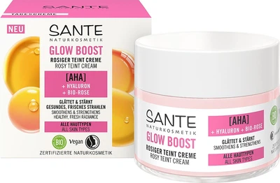 Крем денний для обличчя Sante Glow Boost з АНА та гіалуроновою кислотами з трояндою 50 мл (4055297197410)