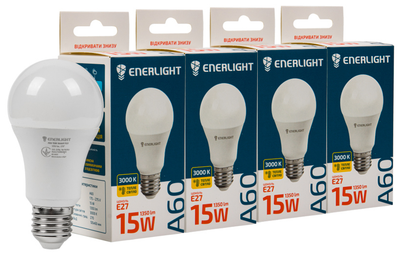 Светодиодная лампа ENERLIGHT A60 15Вт 3000K E27 4 шт (A60E2715SMDWFRQ)