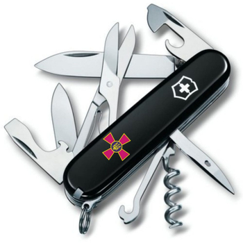 Ніж Victorinox Climber Army Black "Емблема ЗСУ" (1.3703.3_W0010u)