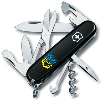 Ніж Victorinox Climber Ukraine Black "Вогняний Тризуб" (1.3703.3_T0316u)