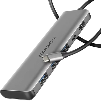 USB-hub Axagon HMC-5H 5w1 3 x USB-Type-A + HDMI + USB-Type-C Grey (8595247907509)