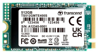 Накопичувач Transcend 400S 3D NAND 256GB M.2 (2242 PCI-E) NVMe x4 (TS256GMTE400S)