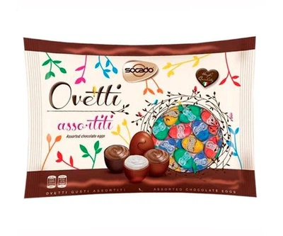 Шоколадні яйця асорті Сокадо Socado Ovetti Assortiti 1кг, Італія