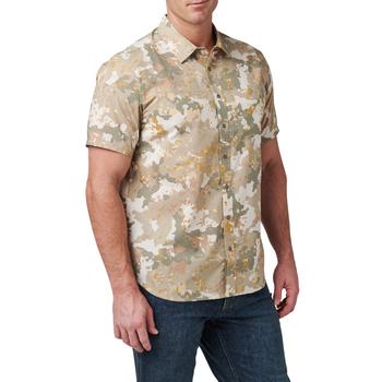 Сорочка тактична 5.11 Tactical Wyatt Print Short Sleeve Shirt Sand Dune Canopy Camo 2XL (71231-1096)
