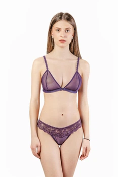 Комплект женский бюстгальтер с мягкой чашкой и стринги из сеточки Felisiya Lingerie Фиолетовый 2004+210-2817c M