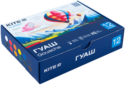 Гуаш Kite Classic 12 кольорів 20 мл (K-063)
