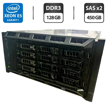 Сервер Dell PowerEdge T620 4U Rack / 2x Intel Xeon E5-2697 v2 (12 (24) ядер по 2.7 - 3.5 GHz) / 128 GB DDR3 / 2x 450 GB SAS / iRMC S3 Graphics / Два блока питания 750W б/у