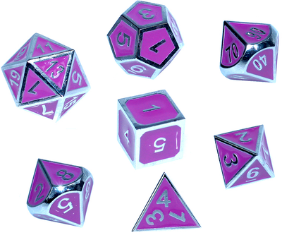 Набір кубиків Rebel RPG Metal Тиснений хром фіолетового кольору 7 шт (5902650617322)