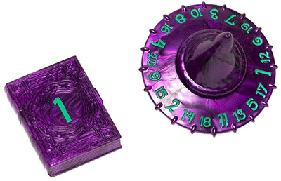 Набір гральних кісток PolyHero Dice RPG Чарівник - капелюх k20 і книга k2 - Чарівний камінь фіолетовий 2 шт (810082830750)
